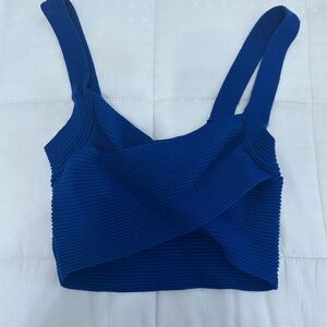 Blue Ribbed Women's Top